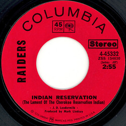Raiders (2) Indian Reservation / Terry's Tune USED VINYL 7INCH 45 RPM SINGLE STYRENE STEREO