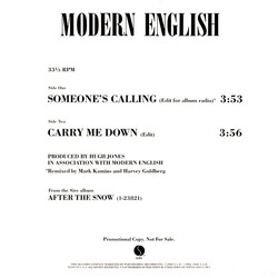 Modern English Someone's Calling / Carry Me Down USED VINYL 12INCH 33 S RPM PROMO