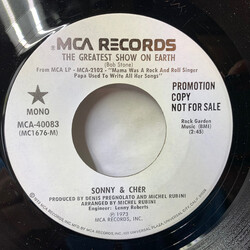 Sonny & Cher The Greatest Show On Earth / You Know Darn Well USED VINYL 7INCH 45 RPM PROMO MONO