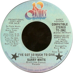 Barry White I've Got So Much To Give USED VINYL 7INCH 45 RPM PROMO
