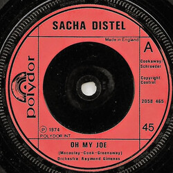 Sacha Distel Oh My Joe USED VINYL 7INCH 45 RPM SINGLE