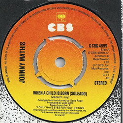 Johnny Mathis When A Child Is Born (Soleado) USED VINYL 7INCH SINGLE 45 RPM