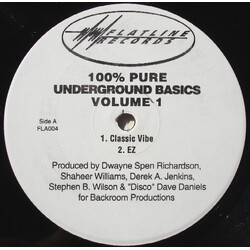 Backroom Productions 100% Pure Underground Basics Volume 1 USED VINYL 12INCH 33 S RPM PROMO