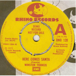Winston Francis Here Comes Santa USED VINYL 7INCH 45 RPM PROMO