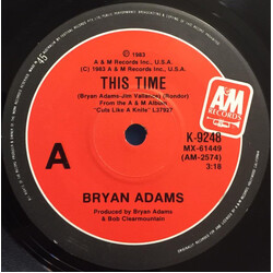 Bryan Adams This Time USED VINYL 7INCH 45 RPM SINGLE