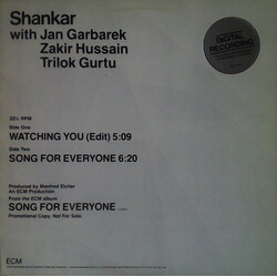 Shankar / Jan Garbarek / Zakir Hussain / Trilok Gurtu Watching You / Song For Everyone USED VINYL 12INCH PROMO STEREO