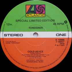Foreigner Cold As Ice USED VINYL 12INCH 45 RPM LIMITED EDITION