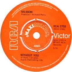 Harry Nilsson Without You USED VINYL 7INCH 45 RPM MAXI-SINGLE