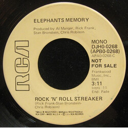 Elephants Memory Rock 'N' Roll Steaker USED VINYL 7INCH 45 RPM PROMO STEREO MONO