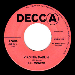 Bill Monroe Virginia Darlin' USED VINYL 7INCH 45 RPM PROMO