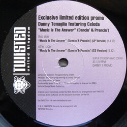 Danny Tenaglia / Celeda Music Is The Answer (Dancin' And Prancin') USED VINYL 12INCH 33 S RPM LIMITED EDITION PROMO STEREO