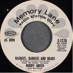Buddy Greco Baubles, Bangles And Beads / Get Me To The Church On Time Vinyl 7" USED
