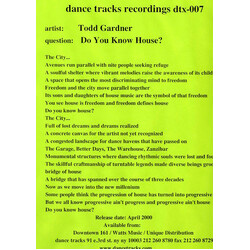 Todd Gardner / Anthony Goode / Nadine G. Do You Know House? USED VINYL 12INCH 33 S RPM WHITE LABEL