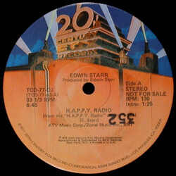 Edwin Starr H.A.P.P.Y. Radio USED VINYL 12INCH 33 S RPM PROMO STEREO