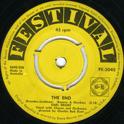 Earl Grant The End USED VINYL 7INCH 45 RPM SINGLE
