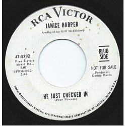 Janice Harper He Just Checked In Vinyl 7" USED