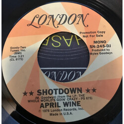 April Wine Shotdown USED VINYL 7INCH 45 RPM SINGLE PROMO STEREO MONO