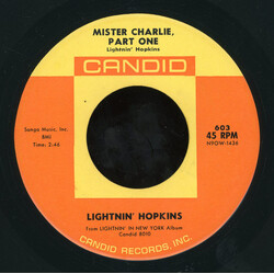 Lightnin' Hopkins Mister Charlie, Part One / Mister Charlie, Part Two USED VINYL 7INCH 45 RPM SINGLE