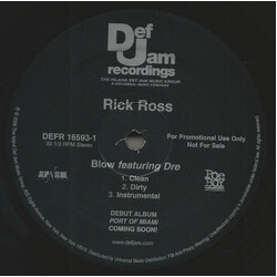 Rick Ross Blow USED VINYL 12INCH 33 S RPM PROMO STEREO
