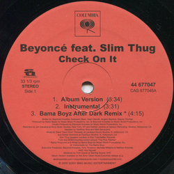 Beyonce / Slim Thug Check On It Vinyl 12" USED