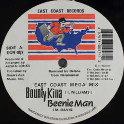 Bounty Killer / Beenie Man East Coast Mega Mix USED VINYL 12INCH 45 RPM