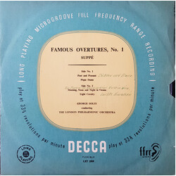 Franz von Suppé / The London Philharmonic Orchestra / Georg Solti Famous Overtures, No. 1 Vinyl LP USED
