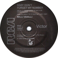 Milli Vanilli Baby Don't Forget My Number VINYL 7" USED