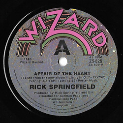 Rick Springfield Affair Of The Heart USED VINYL 7INCH 45 RPM SINGLE