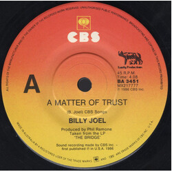 Billy Joel A Matter Of Trust USED VINYL 7INCH 45 RPM SINGLE