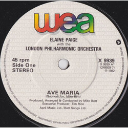 Elaine Paige / London Philharmonic Orchestra Ave Maria USED VINYL 7INCH 45 RPM STEREO SINGLE