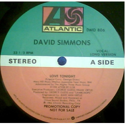 David Simmons (2) Love Tonight Vinyl 12" USED