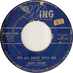 Jimmy Palmer And His Orchestra It's All Right With Me USED VINYL 7INCH 45 RPM SINGLE