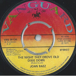 Joan Baez The Night They Drove Old Dixie Down USED VINYL 7INCH 45 RPM SINGLE