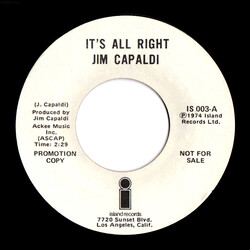 Jim Capaldi It's All Right USED VINYL 7INCH 45 RPM PROMO