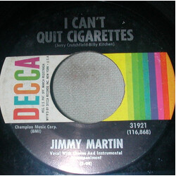 Jimmy Martin I Can't Quit Cigarettes USED VINYL 7INCH 45 RPM SINGLE