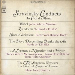 Igor Stravinsky / CBC Symphony Orchestra / Festival Singers Of Toronto / Elmer Iseler Stravinsky Conducts His Choral Music Vinyl LP USED