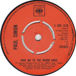 Paul Simon Take Me To The Mardi Gras USED VINYL 7INCH 45 RPM SINGLE