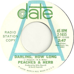 Peaches & Herb Darling, How Long / Cupid / Venus USED VINYL 7INCH 45 RPM SINGLE PROMO