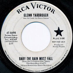 Glenn Yarbrough Baby The Rain Must Fall USED VINYL 7INCH PROMO 45 RPM SINGLE