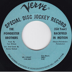 The Poindexter Brothers (Git Your) Backfield In Motion USED VINYL 7INCH 45 RPM PROMO