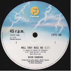 David Simmons (2) Will They Miss Me / It's A Shame USED VINYL 12INCH SINGLE