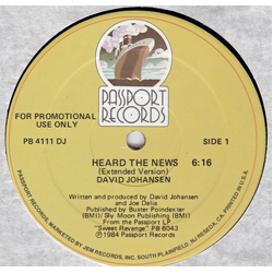 David Johansen Heard The News Vinyl 12" USED