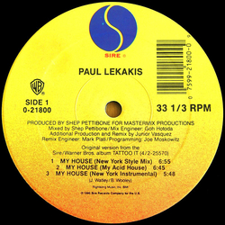 Paul Lekakis My House Vinyl 12" USED