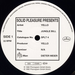 Yello Jungle Bill USED VINYL 12INCH 33 S RPM