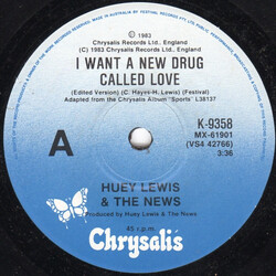 Huey Lewis & The News I Want A New Drug Called Love USED VINYL 7INCH SINGLE