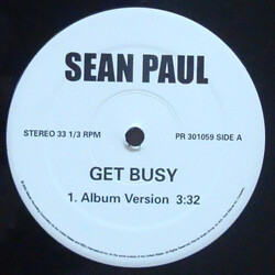Sean Paul Get Busy USED VINYL 12INCH 33 S RPM SINGLE PROMO
