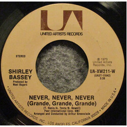 Shirley Bassey Never, Never, Never (Grande, Grande, Grande) / Day By Day VINYL 7" USED