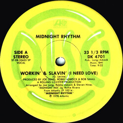 Midnight Rhythm Workin' & Slavin' / I Need Love USED VINYL 12INCH 33 S RPM SINGLE STEREO
