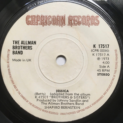 The Allman Brothers Band Jessica Vinyl 7" USED