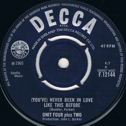 Unit Four Plus Two (You've) Never Been In Love Like This Before Vinyl 7" USED